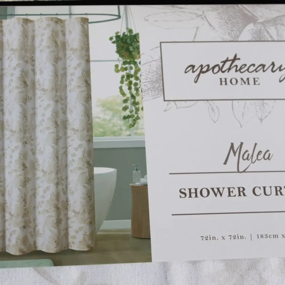 Apothecary Home Shower Curtain Cotton Blend Zen Floral Print 72
